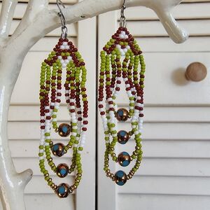 Handmade Beaded Fringe Earrings – Stainless Steel Hooks OS